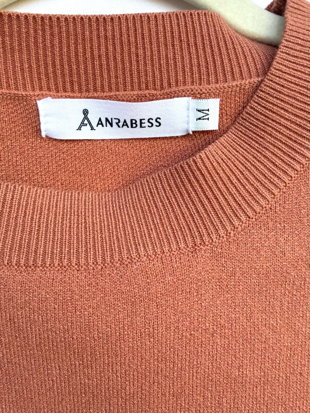 ANRABESS Rust Orange Cable Knit Sleeve Sweater Size Medium - Picture 4 of 5